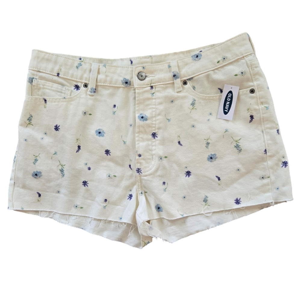 NWT Old Navy O.G. High Rise Raw Hem Button Fly Floral Short